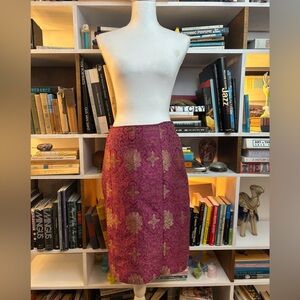 Elegant Pink and Gold Patterned Skirt
